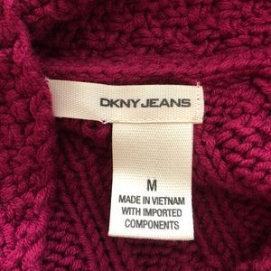 DKNY JEANS Burgundy Red Cable Knit Shawl Neck Sweater Medium